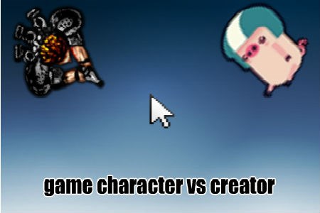 personagem do jogo vs criador