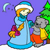 Donzela de neve e o Pequeno Urso para Colorir
